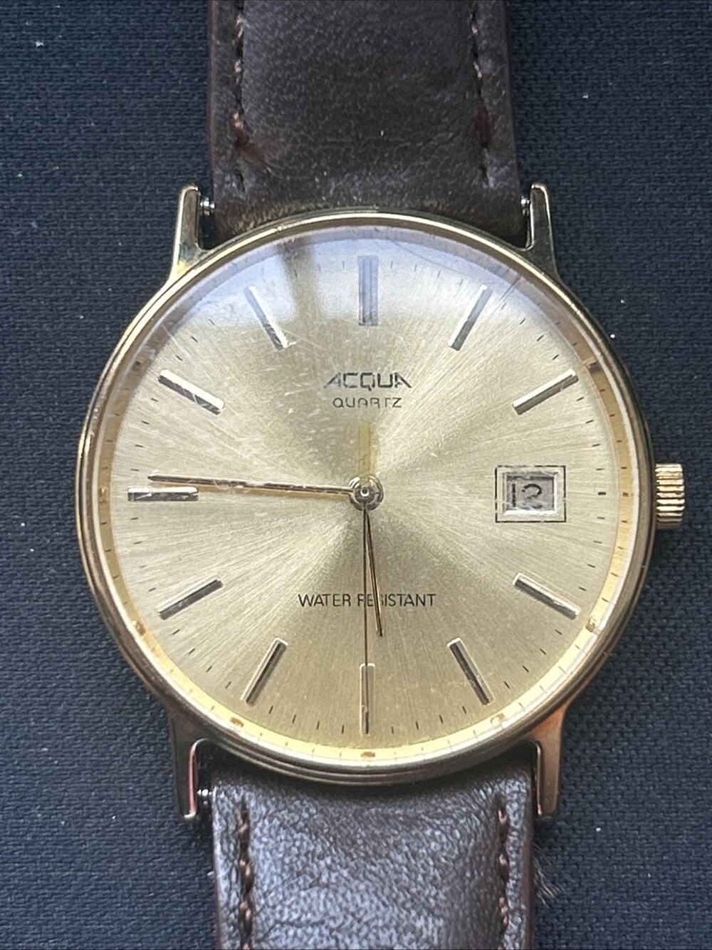 Acqua Gold Tone Brown Band Women’s Quartz Watch